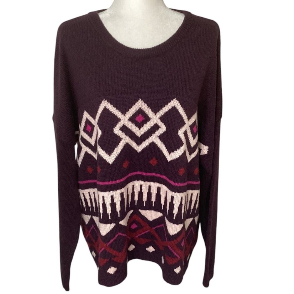 Old Navy Purple Geometric Knit Sweater Women's size XXL